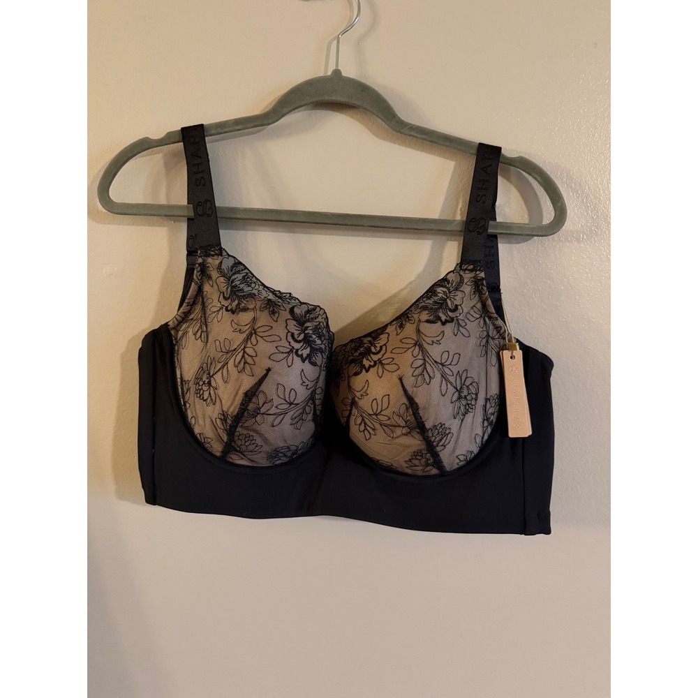 Shapellx Black Floral Lace Underwire Full Coverage Bra 38DDD NWT